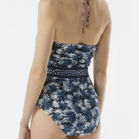 NWT! Michael Kors Navy Palm Cutout Bandeau One Piece Swimsuit NEW! - Picture 4 of 4